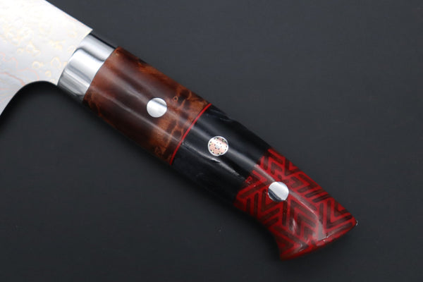 Takeshi Saji Nakiri Takeshi Saji SUMMIT ― Limited Edition Custom Series SMT-1126 VG-10W磨 Multi-Colored Golden-Rainbow Damascus Nakiri 165mm (6.4 Inch)