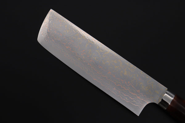 Takeshi Saji Nakiri Takeshi Saji SUMMIT ― Limited Edition Custom Series SMT-1126 VG-10W磨 Multi-Colored Golden-Rainbow Damascus Nakiri 165mm (6.4 Inch)