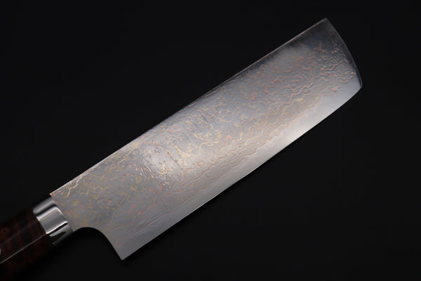 Takeshi Saji Nakiri Takeshi Saji SUMMIT ― Limited Edition Custom Series SMT-1126 VG-10W磨 Multi-Colored Golden-Rainbow Damascus Nakiri 165mm (6.4 Inch)