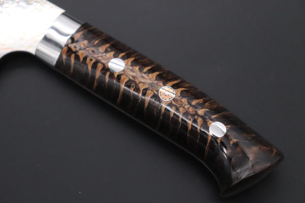 Takeshi Saji Nakiri Takeshi Saji SUMMIT ― Limited Edition Custom Series SMT-1168 VG-10W磨 Multi-Colored Golden-Rainbow Damascus Nakiri 165mm (6.4 Inch)