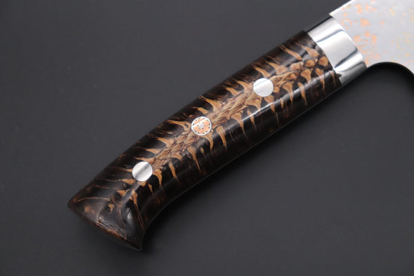 Takeshi Saji Nakiri Takeshi Saji SUMMIT ― Limited Edition Custom Series SMT-1168 VG-10W磨 Multi-Colored Golden-Rainbow Damascus Nakiri 165mm (6.4 Inch)