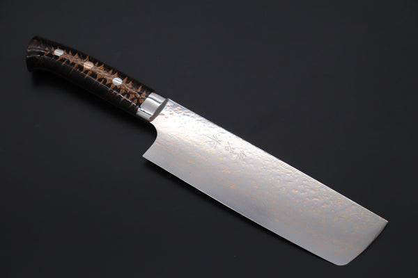 Takeshi Saji Nakiri Takeshi Saji SUMMIT ― Limited Edition Custom Series SMT-1168 VG-10W磨 Multi-Colored Golden-Rainbow Damascus Nakiri 165mm (6.4 Inch)