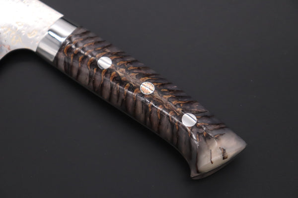 Takeshi Saji Nakiri Takeshi Saji SUMMIT ― Limited Edition Custom Series SMT-1169 VG-10W磨 Multi-Colored Golden-Rainbow Damascus Nakiri 165mm (6.4 Inch)