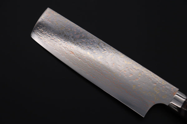 Takeshi Saji Nakiri Takeshi Saji SUMMIT ― Limited Edition Custom Series SMT-1169 VG-10W磨 Multi-Colored Golden-Rainbow Damascus Nakiri 165mm (6.4 Inch)