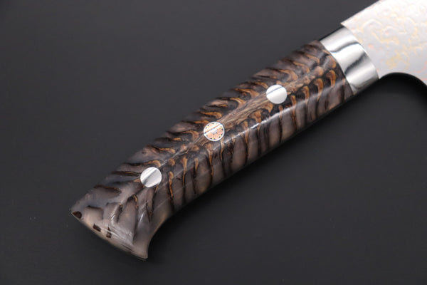 Takeshi Saji Nakiri Takeshi Saji SUMMIT ― Limited Edition Custom Series SMT-1169 VG-10W磨 Multi-Colored Golden-Rainbow Damascus Nakiri 165mm (6.4 Inch)