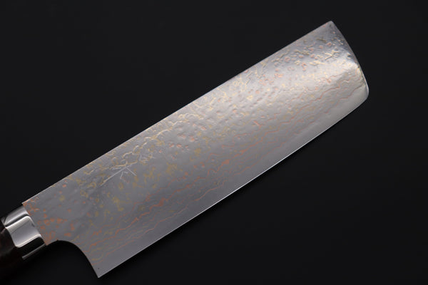 Takeshi Saji Nakiri Takeshi Saji SUMMIT ― Limited Edition Custom Series SMT-1170 VG-10W磨 Multi-Colored Golden-Rainbow Damascus Nakiri 165mm (6.4 Inch)