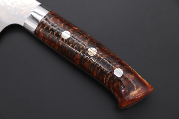 Takeshi Saji Nakiri Takeshi Saji SUMMIT ― Limited Edition Custom Series SMT-1171 VG-10W磨 Multi-Colored Golden-Rainbow Damascus Nakiri 165mm (6.4 Inch)