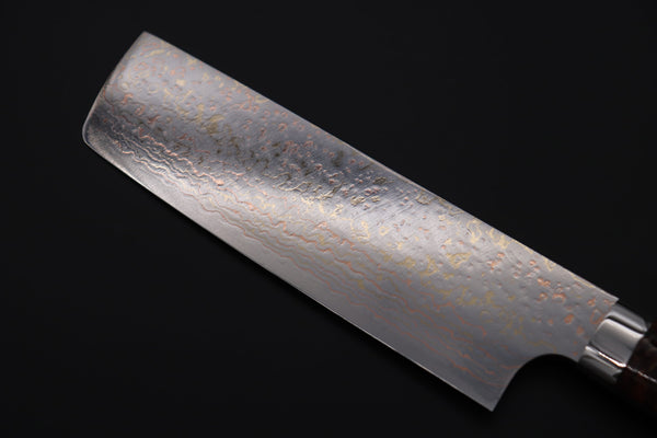 Takeshi Saji Nakiri Takeshi Saji SUMMIT ― Limited Edition Custom Series SMT-1171 VG-10W磨 Multi-Colored Golden-Rainbow Damascus Nakiri 165mm (6.4 Inch)