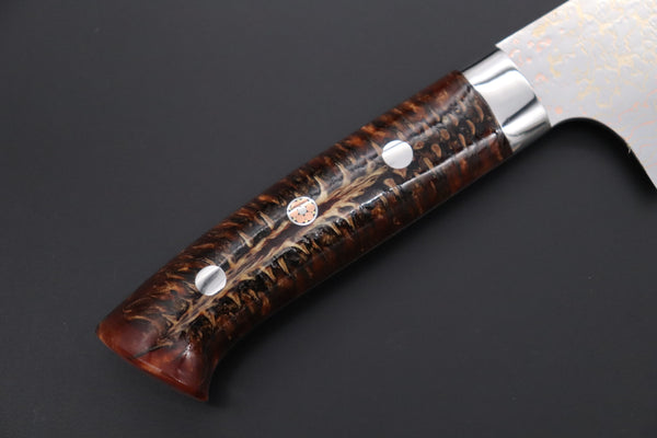 Takeshi Saji Nakiri Takeshi Saji SUMMIT ― Limited Edition Custom Series SMT-1171 VG-10W磨 Multi-Colored Golden-Rainbow Damascus Nakiri 165mm (6.4 Inch)