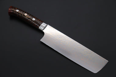 Takeshi Saji Nakiri Takeshi Saji SUMMIT ― Limited Edition Custom Series SMT-1171 VG-10W磨 Multi-Colored Golden-Rainbow Damascus Nakiri 165mm (6.4 Inch)