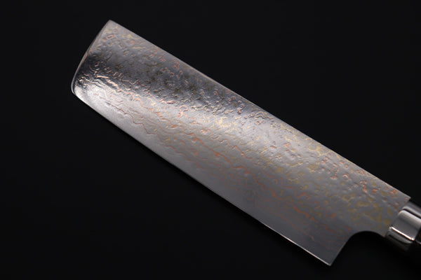 Takeshi Saji Nakiri Takeshi Saji SUMMIT ― Limited Edition Custom Series SMT-1172 VG-10W磨 Multi-Colored Golden-Rainbow Damascus Nakiri 165mm (6.4 Inch)