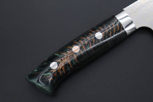 Takeshi Saji Nakiri Takeshi Saji SUMMIT ― Limited Edition Custom Series SMT-1172 VG-10W磨 Multi-Colored Golden-Rainbow Damascus Nakiri 165mm (6.4 Inch)