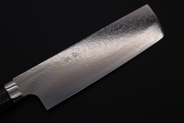 Takeshi Saji Nakiri Takeshi Saji SUMMIT ― Limited Edition Custom Series SMT-1172 VG-10W磨 Multi-Colored Golden-Rainbow Damascus Nakiri 165mm (6.4 Inch)