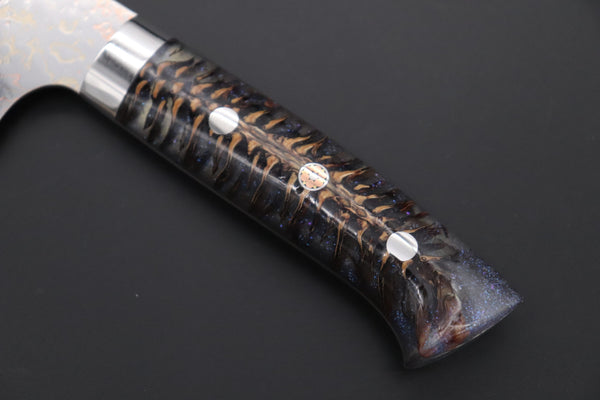 Takeshi Saji Nakiri Takeshi Saji SUMMIT ― Limited Edition Custom Series SMT-1173 VG-10W磨 Multi-Colored Golden-Rainbow Damascus Nakiri 165mm (6.4 Inch)