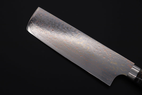 Takeshi Saji Nakiri Takeshi Saji SUMMIT ― Limited Edition Custom Series SMT-1173 VG-10W磨 Multi-Colored Golden-Rainbow Damascus Nakiri 165mm (6.4 Inch)