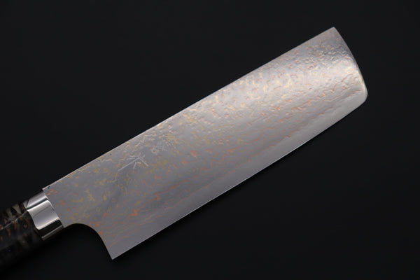Takeshi Saji Nakiri Takeshi Saji SUMMIT ― Limited Edition Custom Series SMT-1173 VG-10W磨 Multi-Colored Golden-Rainbow Damascus Nakiri 165mm (6.4 Inch)