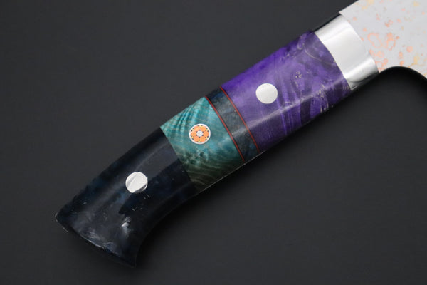 Takeshi Saji Nakiri Takeshi Saji SUMMIT ― Limited Edition Custom Series SMT-1213 VG-10W磨 Multi-Colored Golden-Rainbow Damascus Nakiri 165mm (6.4 Inch)