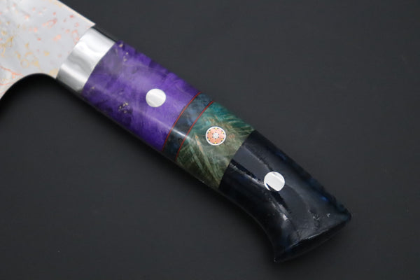 Takeshi Saji Nakiri Takeshi Saji SUMMIT ― Limited Edition Custom Series SMT-1213 VG-10W磨 Multi-Colored Golden-Rainbow Damascus Nakiri 165mm (6.4 Inch)