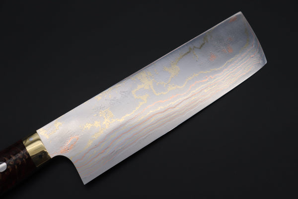 Takeshi Saji Nakiri Takeshi Saji SUMMIT ― Limited Edition Custom Series SMT-831 Blue Steel No.2 Rainbow Damascus Nakiri 165mm (6.4 inch)