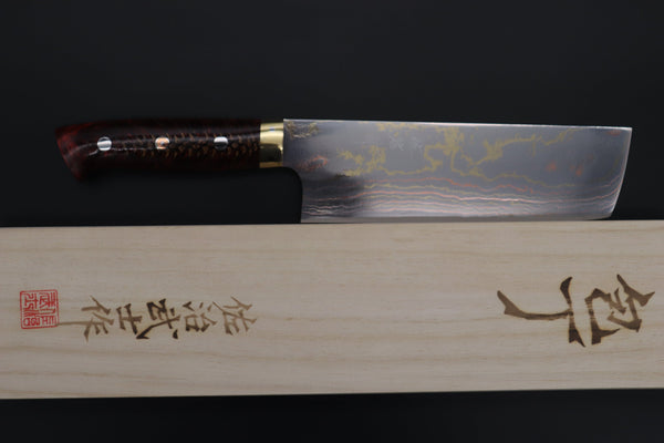 Takeshi Saji Nakiri Takeshi Saji SUMMIT ― Limited Edition Custom Series SMT-831 Blue Steel No.2 Rainbow Damascus Nakiri 165mm (6.4 inch)