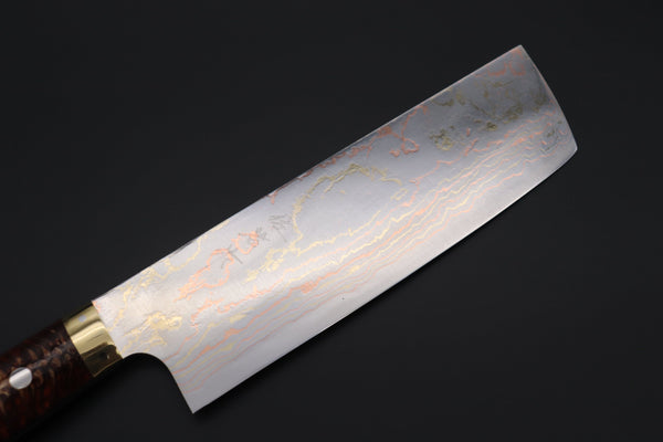 Takeshi Saji Nakiri Takeshi Saji SUMMIT ― Limited Edition Custom Series SMT-832 Blue Steel No.2 Rainbow Damascus Nakiri 165mm (6.4 inch)