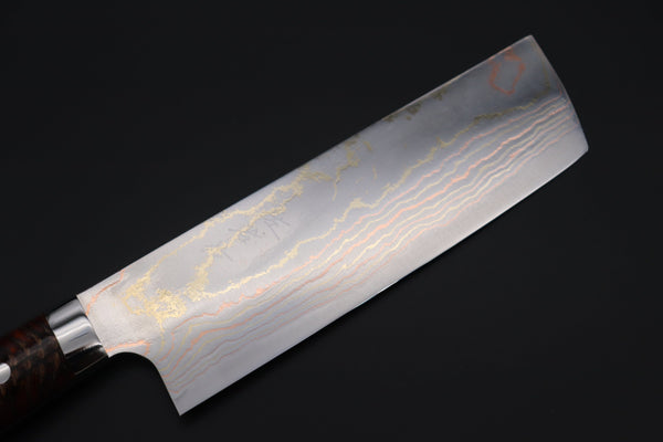 Takeshi Saji Nakiri Takeshi Saji SUMMIT ― Limited Edition Custom Series SMT-833 Blue Steel No.2 Rainbow Damascus Nakiri 165mm (6.4 inch)