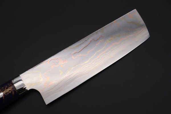 Takeshi Saji Nakiri Takeshi Saji SUMMIT ― Limited Edition Custom Series SMT-834 Blue Steel No.2 Rainbow Damascus Nakiri 165mm (6.4 inch)