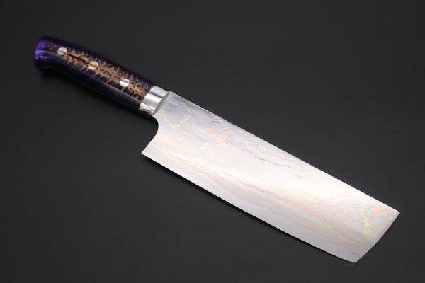 Takeshi Saji Nakiri Takeshi Saji SUMMIT ― Limited Edition Custom Series SMT-834 Blue Steel No.2 Rainbow Damascus Nakiri 165mm (6.4 inch)