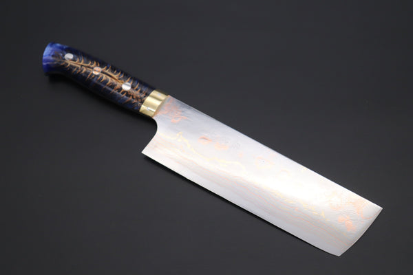 Takeshi Saji Nakiri Takeshi Saji SUMMIT ― Limited Edition Custom Series SMT-835 Blue Steel No.2 Rainbow Damascus Nakiri 165mm (6.4 inch)