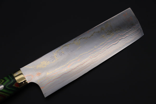 Takeshi Saji Nakiri Takeshi Saji SUMMIT ― Limited Edition Custom Series SMT-836 Blue Steel No.2 Rainbow Damascus Nakiri 165mm (6.4 inch)