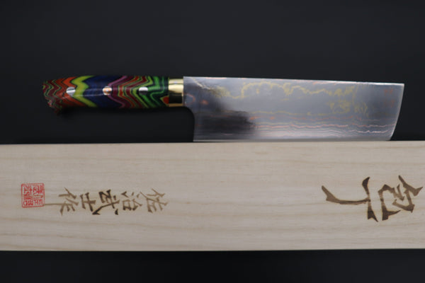 Takeshi Saji Nakiri Takeshi Saji SUMMIT ― Limited Edition Custom Series SMT-836 Blue Steel No.2 Rainbow Damascus Nakiri 165mm (6.4 inch)