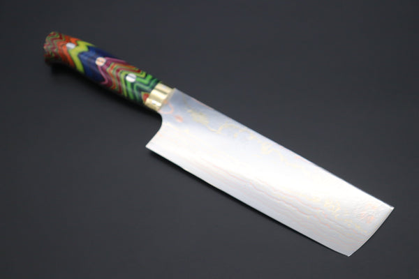 Takeshi Saji Nakiri Takeshi Saji SUMMIT ― Limited Edition Custom Series SMT-836 Blue Steel No.2 Rainbow Damascus Nakiri 165mm (6.4 inch)