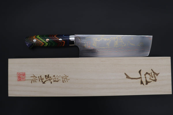 Takeshi Saji Nakiri Takeshi Saji SUMMIT ― Limited Edition Custom Series SMT-837 Blue Steel No.2 Rainbow Damascus Nakiri 165mm (6.4 inch)