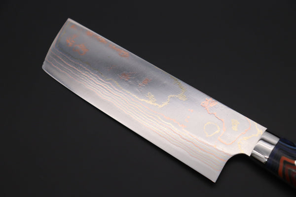 Takeshi Saji Nakiri Takeshi Saji SUMMIT ― Limited Edition Custom Series SMT-837 Blue Steel No.2 Rainbow Damascus Nakiri 165mm (6.4 inch)