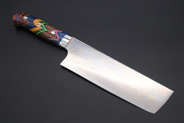 Takeshi Saji Nakiri Takeshi Saji SUMMIT ― Limited Edition Custom Series SMT-838 Blue Steel No.2 Rainbow Damascus Nakiri 165mm (6.4 inch)