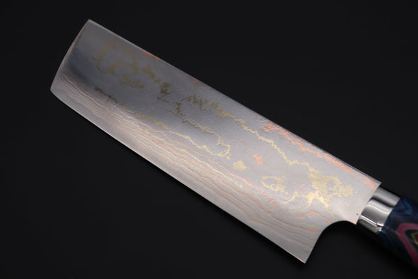 Takeshi Saji Nakiri Takeshi Saji SUMMIT ― Limited Edition Custom Series SMT-838 Blue Steel No.2 Rainbow Damascus Nakiri 165mm (6.4 inch)