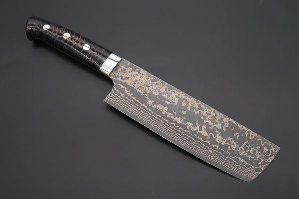 Takeshi Saji Nakiri Takeshi Saji SUMMIT ― Limited Edition Custom Series SMT-953 VG-10W Multi-Colored Golden-Rainbow Damascus Nakiri 165mm (6.4 Inch)