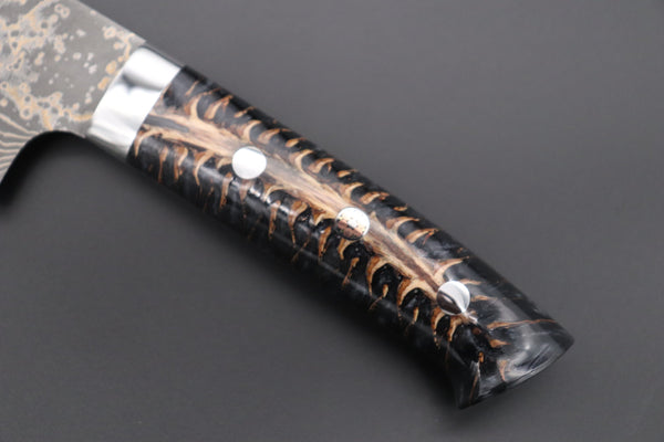 Takeshi Saji Nakiri Takeshi Saji SUMMIT ― Limited Edition Custom Series SMT-953 VG-10W Multi-Colored Golden-Rainbow Damascus Nakiri 165mm (6.4 Inch)
