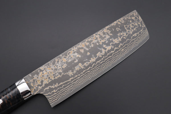 Takeshi Saji Nakiri Takeshi Saji SUMMIT ― Limited Edition Custom Series SMT-953 VG-10W Multi-Colored Golden-Rainbow Damascus Nakiri 165mm (6.4 Inch)