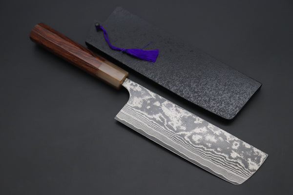 Takeshi Saji Nakiri Takeshi Saji SUMMIT ― Limited Edition Custom Series VG-10 Custom Damascus Nakiri 165mm (6.4 Inch, STCL-314)