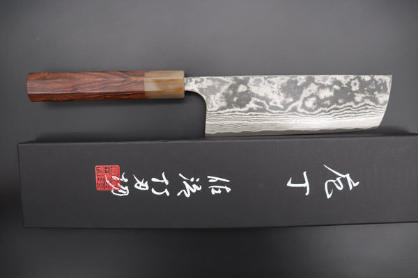 Takeshi Saji Nakiri Takeshi Saji SUMMIT ― Limited Edition Custom Series VG-10 Custom Damascus Nakiri 165mm (6.4 Inch, STCL-314)