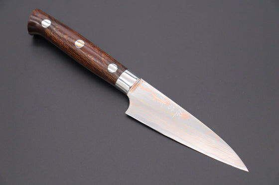 Takeshi Saji Paring Master Saji Rainbow Damascus Series Paring 90mm (3.5 inch, Ironwood Handle)
