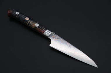 Takeshi Saji Paring Takeshi Saji SUMMIT ― Limited Edition Custom Series SMT-1106 VG-10W磨 Multi-Colored Golden-Rainbow Damascus Paring 95mm (3.7 Inch)