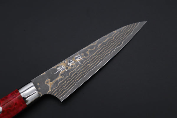 Takeshi Saji Paring Takeshi Saji SUMMIT ― Limited Edition Custom Series SMT-1142 VG-10W Multi-Colored Golden-Rainbow Damascus Paring 95mm (3.7 Inch)