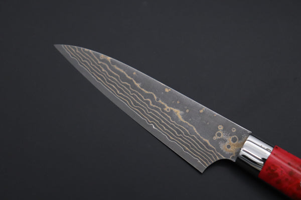 Takeshi Saji Paring Takeshi Saji SUMMIT ― Limited Edition Custom Series SMT-1143 VG-10W Multi-Colored Golden-Rainbow Damascus Paring 95mm (3.7 Inch)