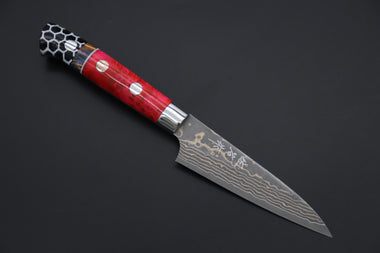 Takeshi Saji Paring Takeshi Saji SUMMIT ― Limited Edition Custom Series SMT-1143 VG-10W Multi-Colored Golden-Rainbow Damascus Paring 95mm (3.7 Inch)