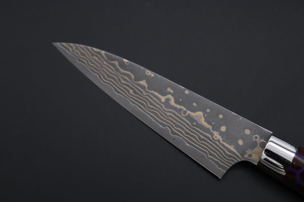 Takeshi Saji Paring Takeshi Saji SUMMIT ― Limited Edition Custom Series SMT-1144 VG-10W Multi-Colored Golden-Rainbow Damascus Paring 95mm (3.7 Inch)