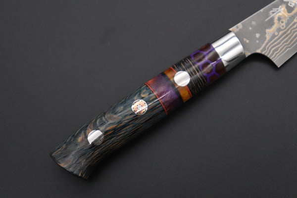 Takeshi Saji Paring Takeshi Saji SUMMIT ― Limited Edition Custom Series SMT-1144 VG-10W Multi-Colored Golden-Rainbow Damascus Paring 95mm (3.7 Inch)
