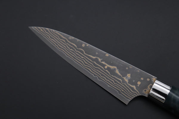 Takeshi Saji Paring Takeshi Saji SUMMIT ― Limited Edition Custom Series SMT-1145 VG-10W Multi-Colored Golden-Rainbow Damascus Paring 95mm (3.7 Inch)