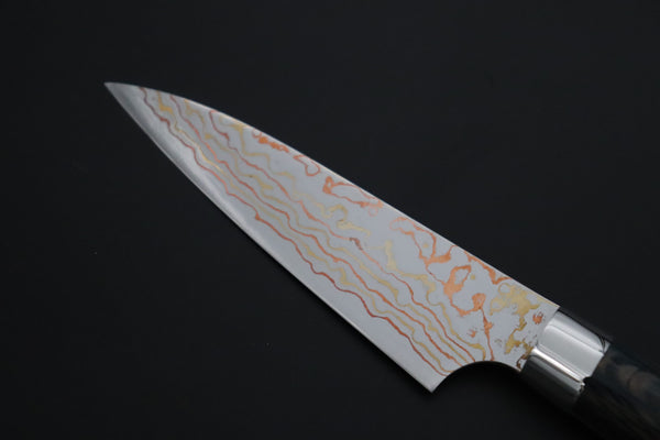 Takeshi Saji Paring Takeshi Saji SUMMIT ― Limited Edition Custom Series SMT-1195 VG-10W Multi-Colored Golden-Rainbow Damascus Paring 95mm (3.7 Inch)